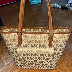 Michael Kors Brown and Tan Tote Bag